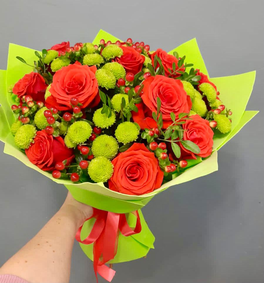 Букет цветов из: Хризантемы и Розы в Ботово