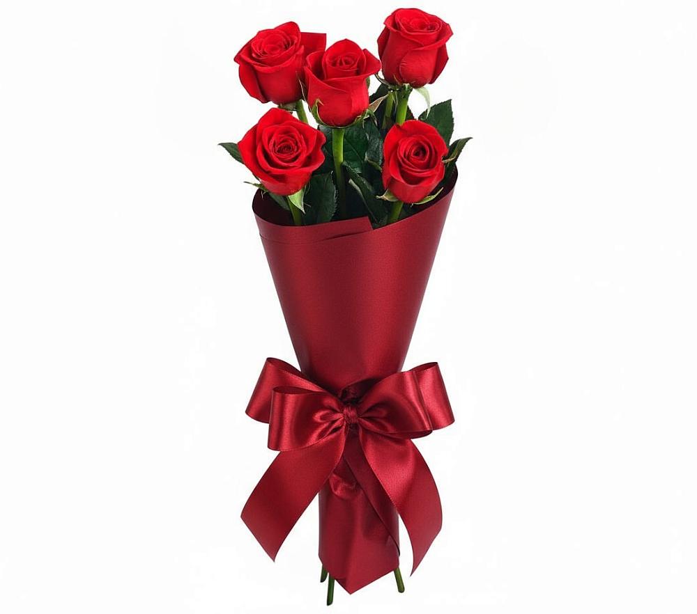Букет 5 Красных роз Эдлесс Лав в Ботово