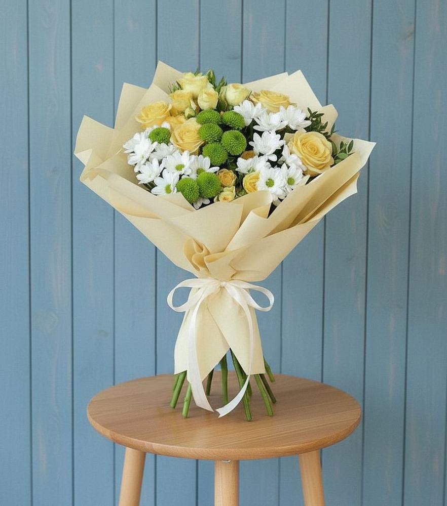 Букет цветов из: Хризантемы и Розы в Ботово