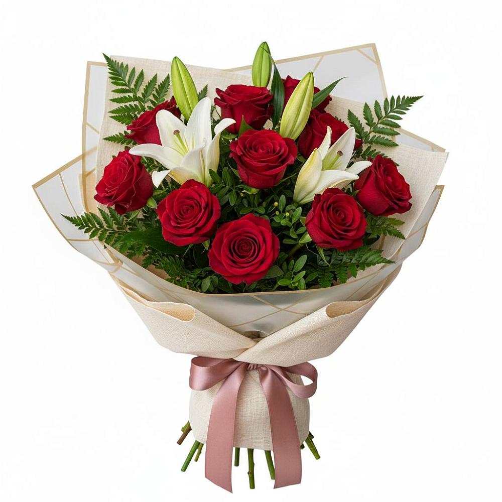 Букет цветов из: Лилии и Розы в Ботово