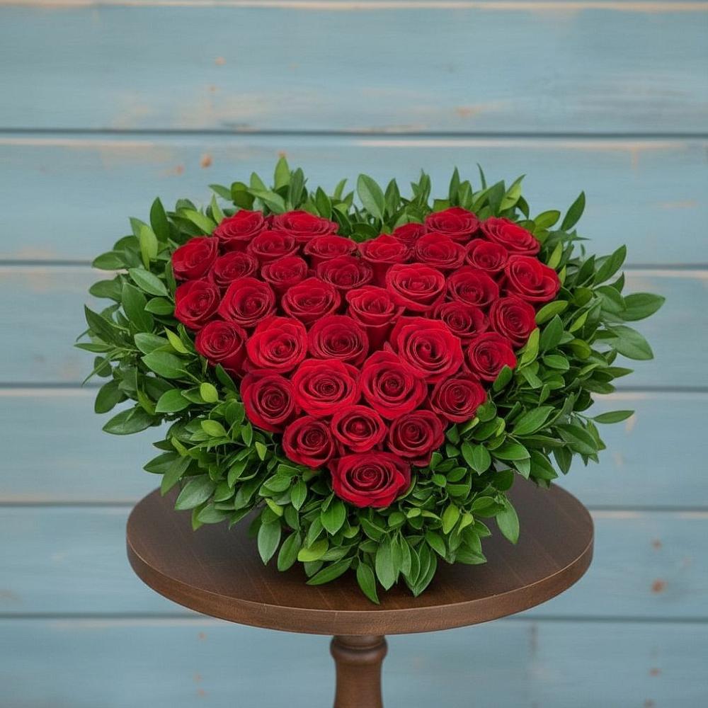 Цветочная композиция из Розы в виде сердца в Ботово