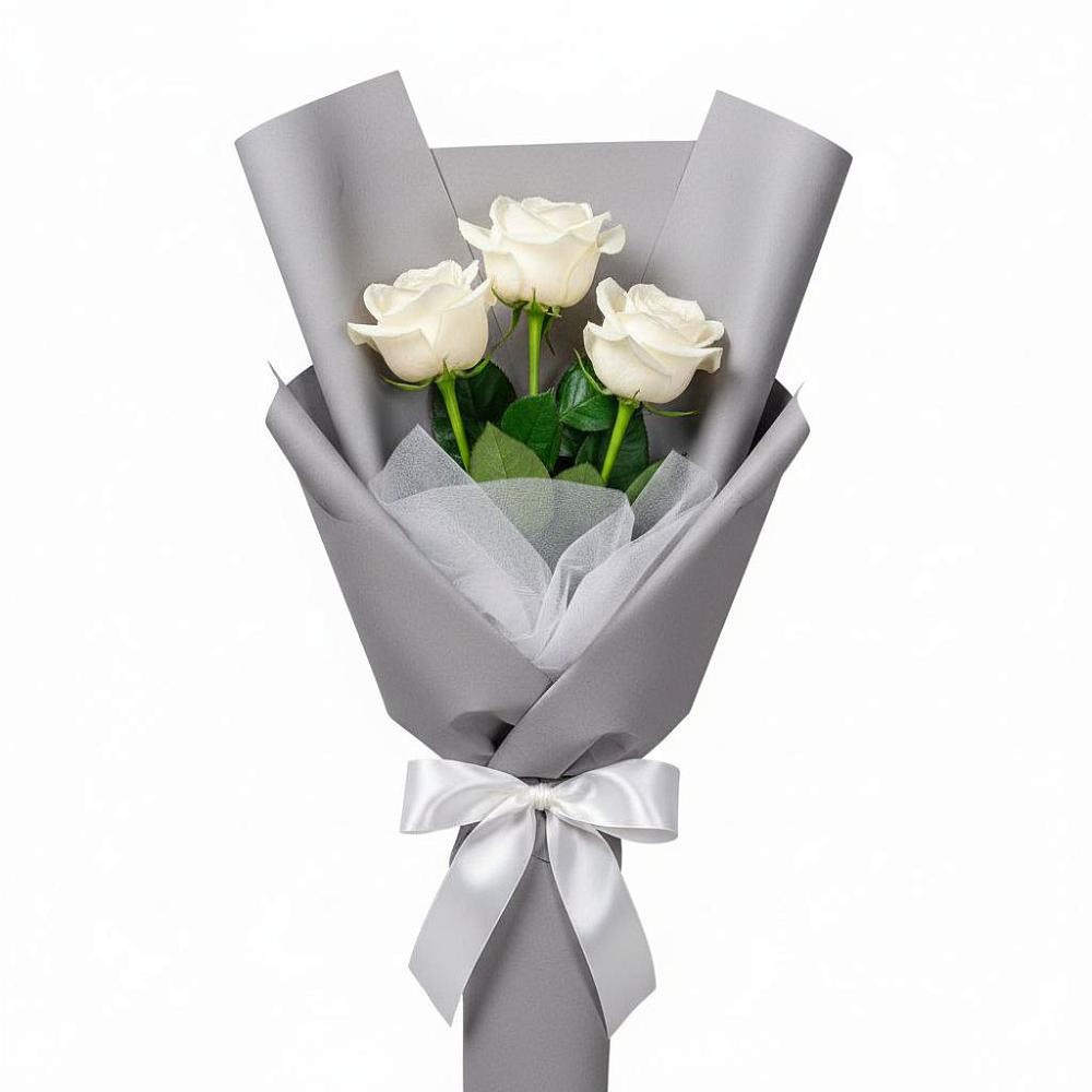 Букет 3 белые розы в Ботово
