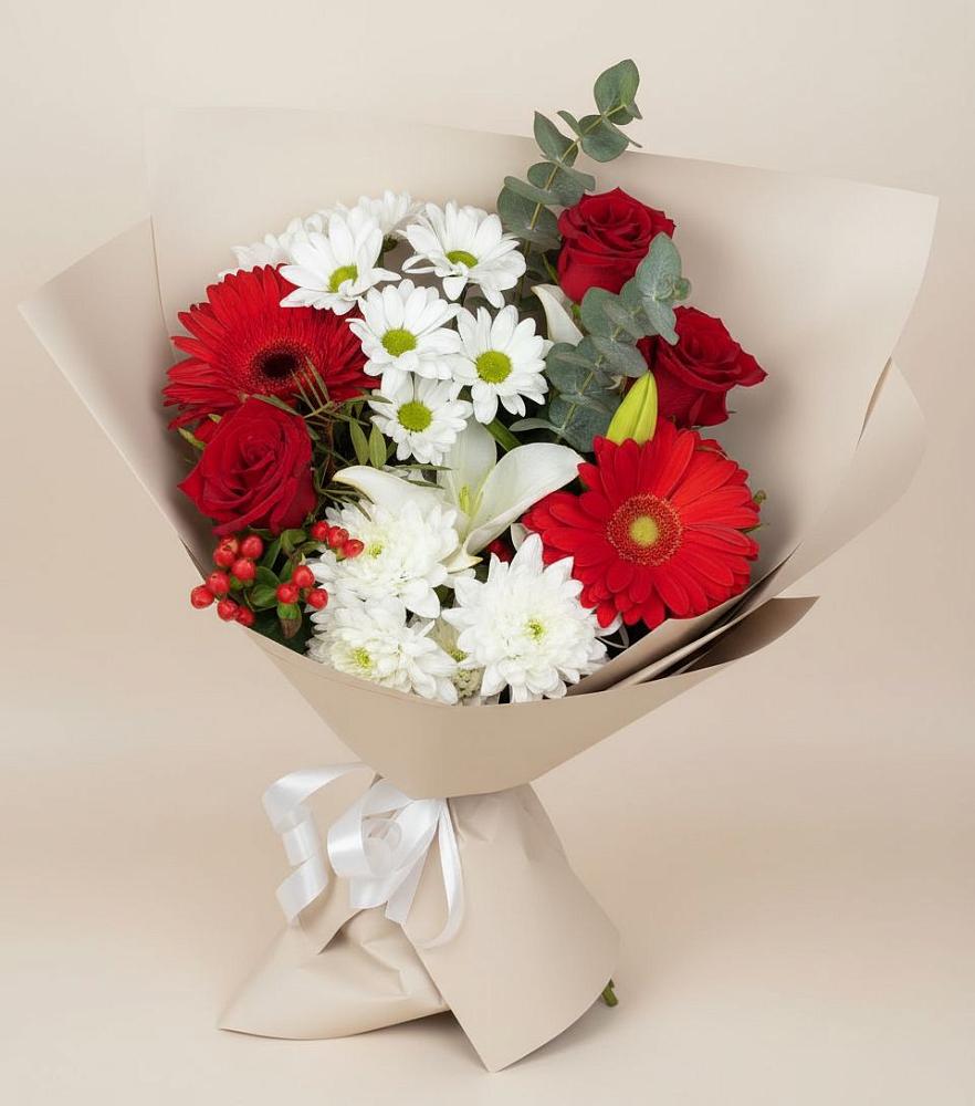 Букет цветов из: Розы, Хризантемы, Герберы и Лилии в Ботово