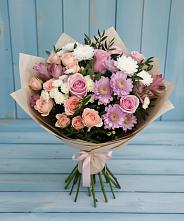 Букет цветов из:  Хризантемы, Розы и Альстромерии в Ботово