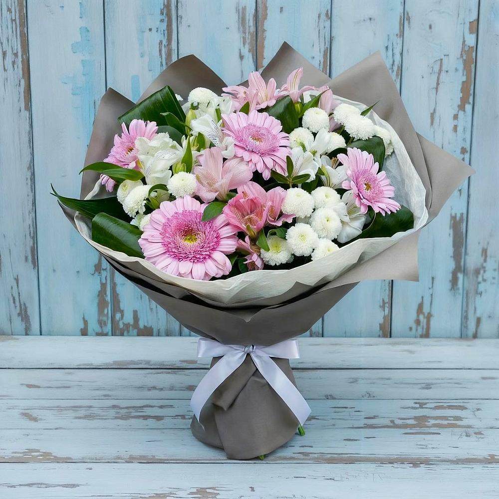 Букет цветов из: Герберы, Альстромерии и Хризантемы в Ботово