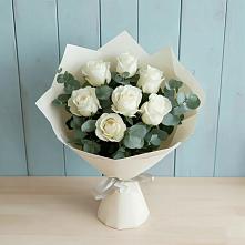 Букет Белые розы в Эвкалипте #REPLACE_PRED# Ботово