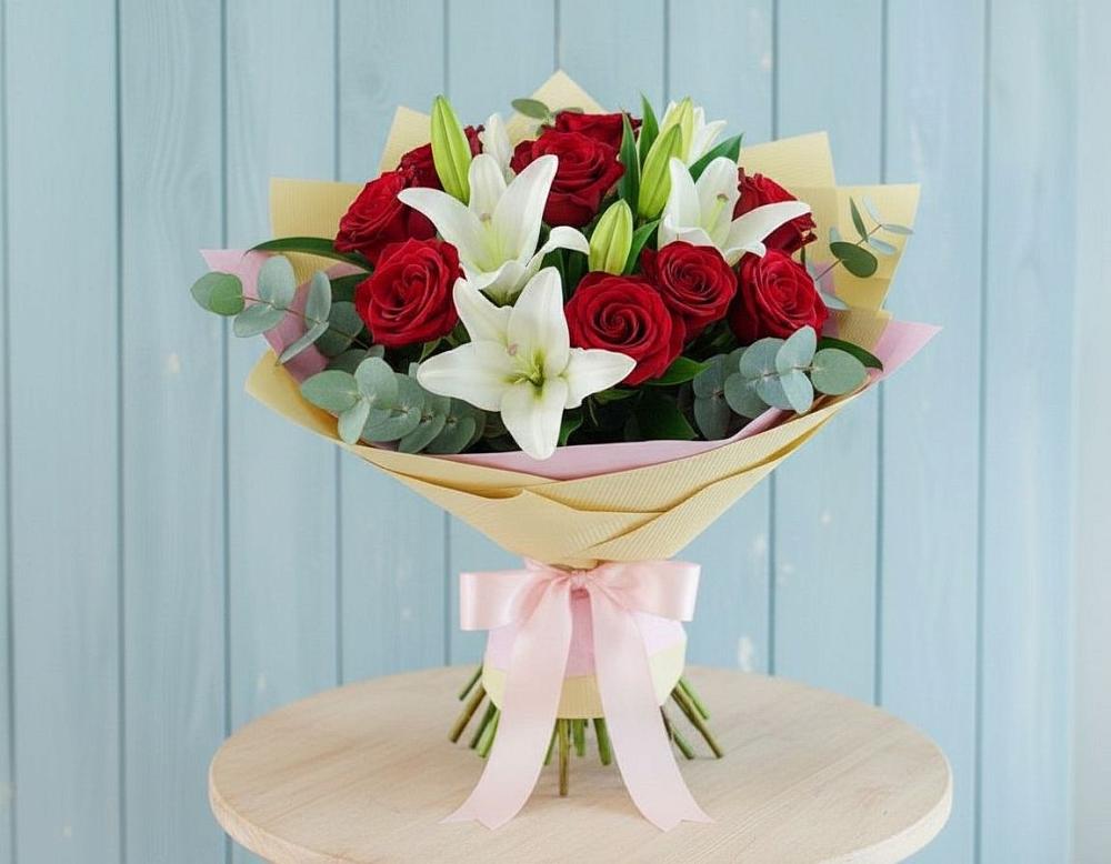 Букет цветов из: Лилии и Розы в Ботово